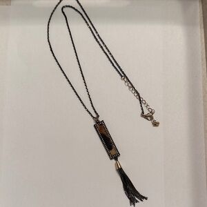 Elegant Black and Gold Tassel Necklace